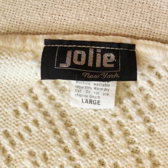 JOLIE NY Vintage Women's Top Size Large Ivory Knit Button Shoulder Long Sleeve - Picture 5 of 9